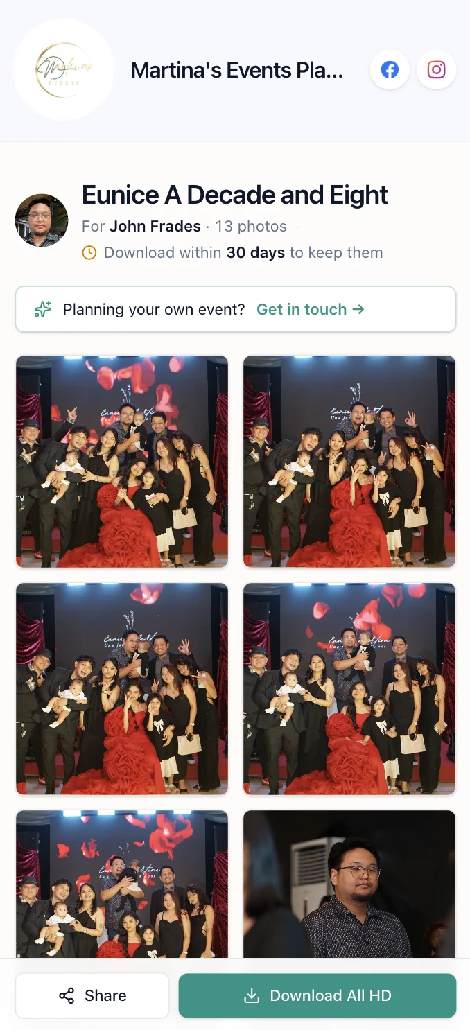 Martina's Events Place branded guest gallery from Eunice's debut at Artan Garden